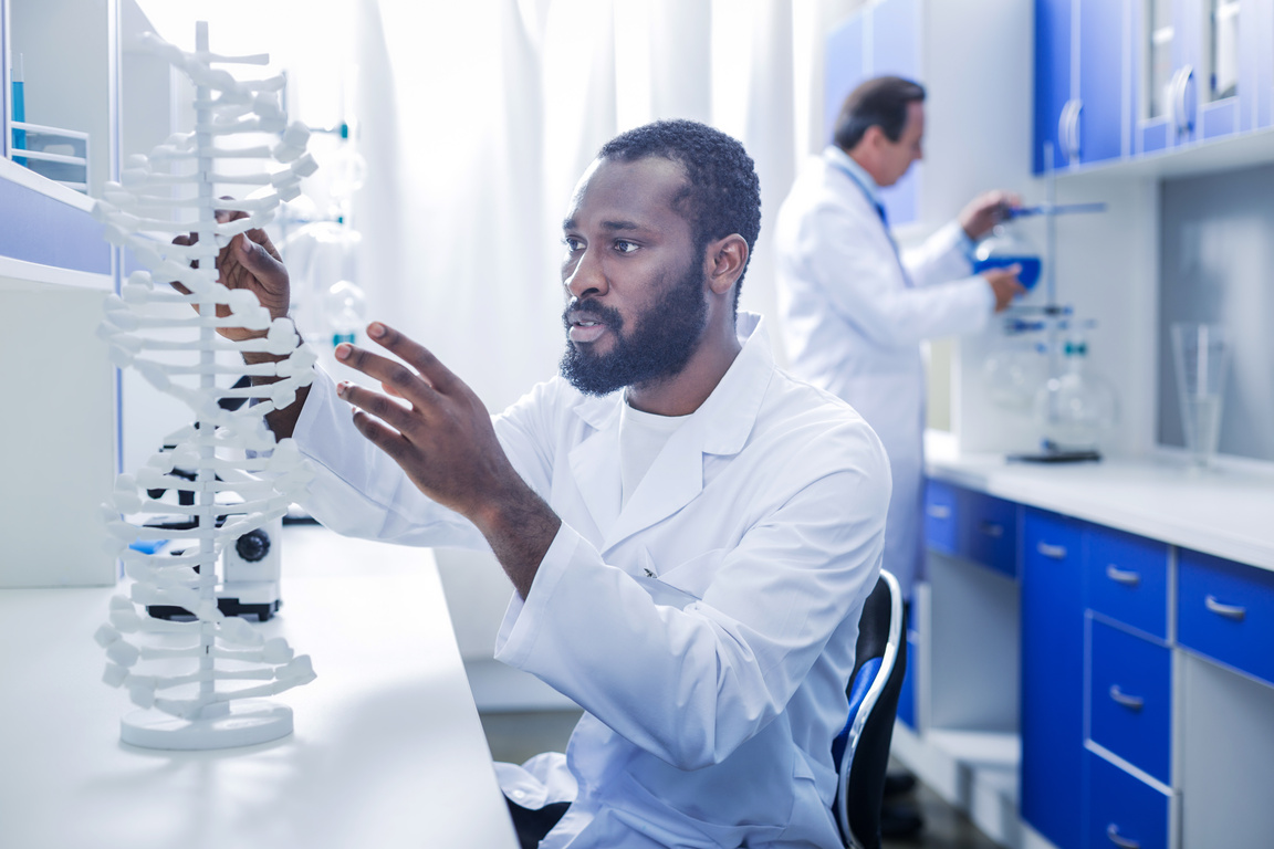 Serious intelligent geneticist looking at the gene model